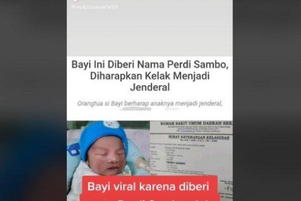 Viral TikTok, Sebuah Bayi Ini Diberi Nama Perdi Sambo