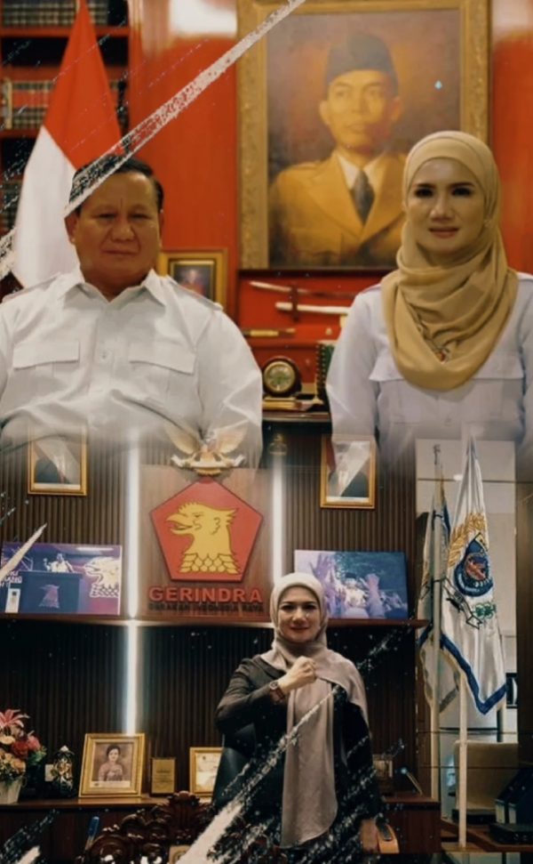Presiden Prabowo Subianto bersama Hj. Yeti Wulandari anggota Dewan Pembina DPP Partai Gerindra.(Foto : Edisi.id )