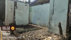 Rumah Nenek Lenah yang roboh akibat hujan extrem di Kampung Pitara, Kelurahan Rangkapanjaya, Kota Depok.( Foto : Edisi.id)