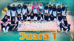 Tim Voli Ball Putri MTS As’adiyah No 34 Doping Raih Juara 1 di Ajang Kompetisi Seni, Ilmiah, Olahraga dan Keagamaan (Aksioka) Tahun 2026
